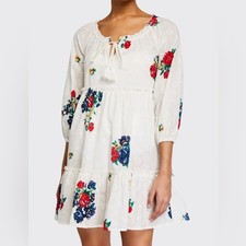 Tory Burch embroidered English tea rose cover-up dress white S