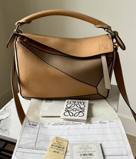 Auth LOEWE Puzzle Bag Small In Neutral Warm Desert/Mink Color- Handbag