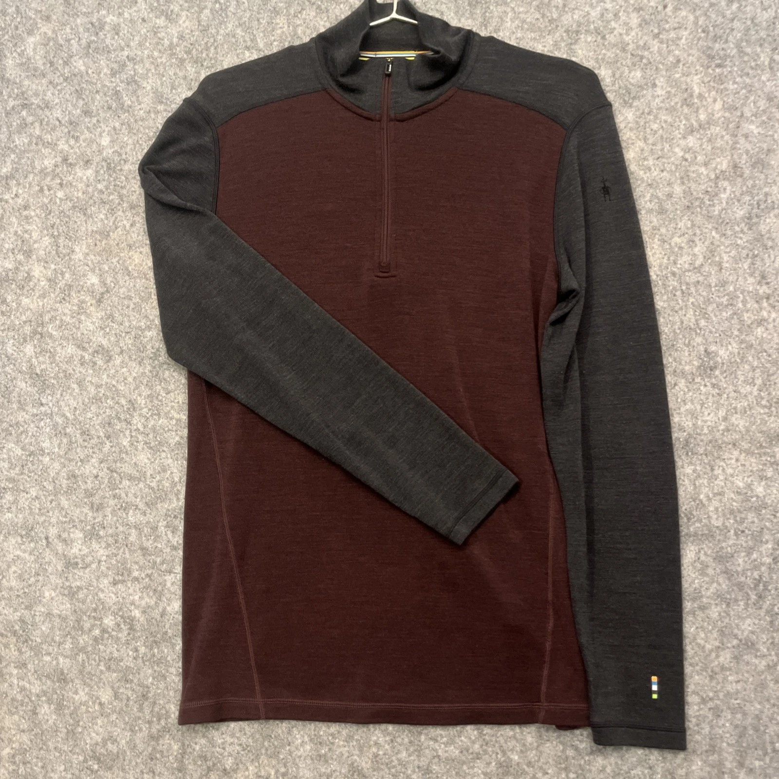 Smartwool Mens Merino 250 Quarter Zip Base Layer Burgundy Black Medium