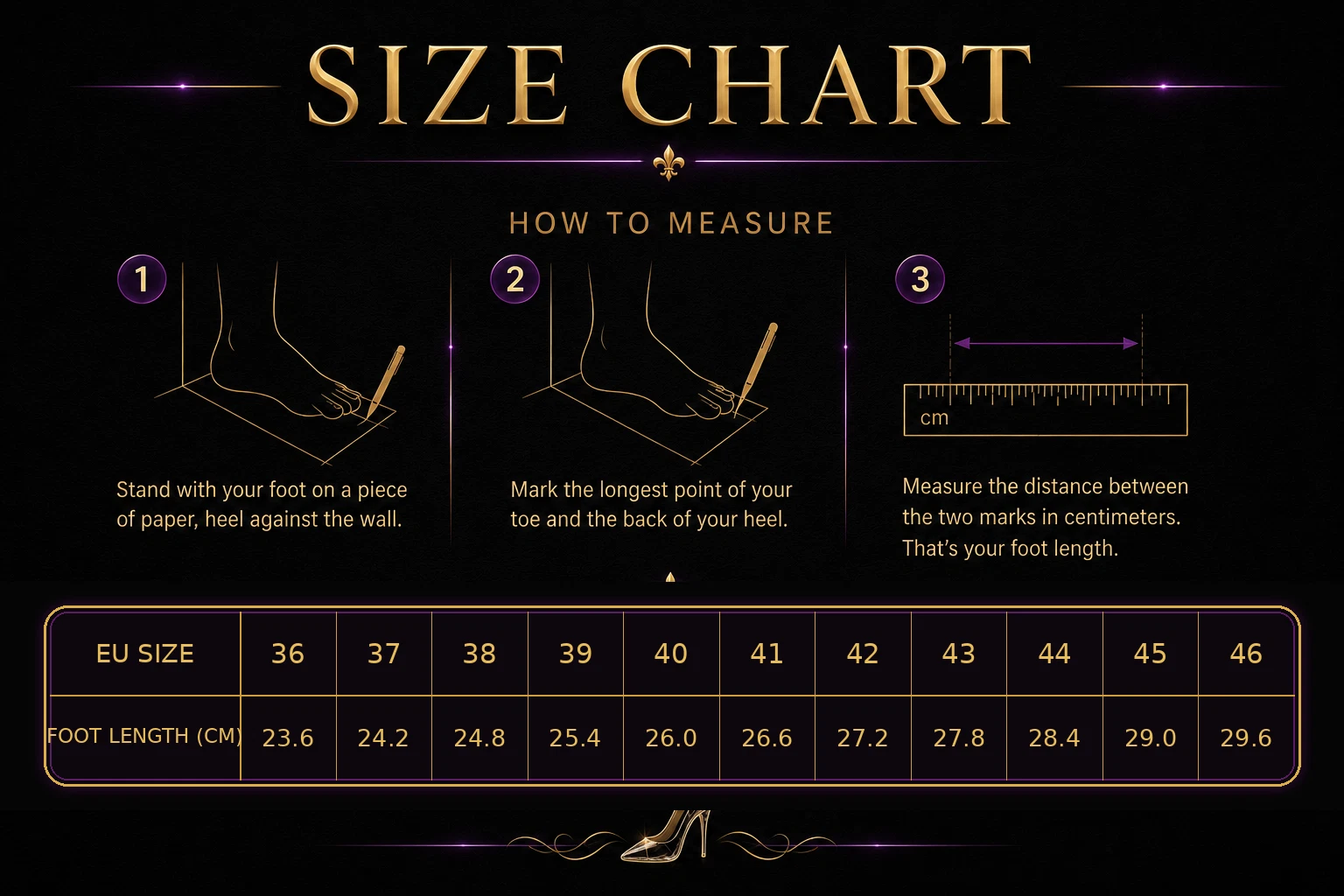 Womens footwear size chart
