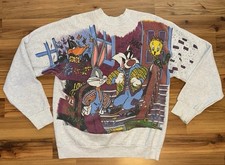 Vintage 90s Looney Tunes XL Crewneck Streetwear Hip Hop Wrap Graphic Retro