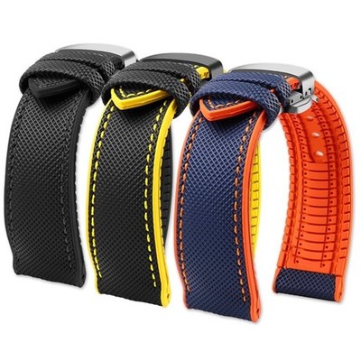 20/21/22/24mm Nylon Pattern Rubber Strap For TAG HEUER F1 Breitling Superocean