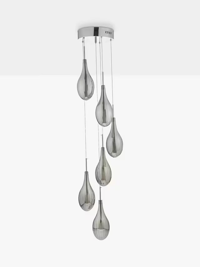 Där Seta 6 Glass Polished Chrome Pendant Cluster Ceiling Light (Glued Shade) B+