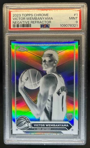 2023-24 Topps Chrome Victor Wembanyama RC Negative Refractor #1 Spurs PSA 9