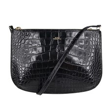 A.P.C. Sarah Womens Black Leather Croc Embossed Shoulder Bag