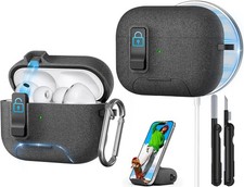 Sleek Hard Case for AirPods Pro 3 with Safety Lock, Phone Stand, and Magnetic Li
