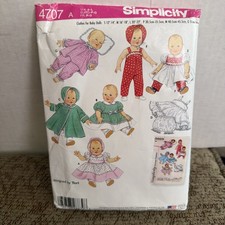 Simplicity 4707 Baby Doll Clothes, Vintage Re...