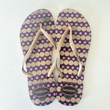 Havaianas Flip Flops Purple Yellow Beach Shoes Women s Size 9 / 10 Men s Size 8
