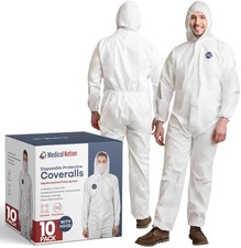 Medical Nation Hazmat Suits Disposable 10 Pack Hooded, Heavy Duty, Breath...
