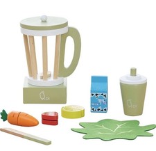 Teamson Kids Little Chef Frankfurt Wooden Blender Play Kitchen - Green 13 Pieces