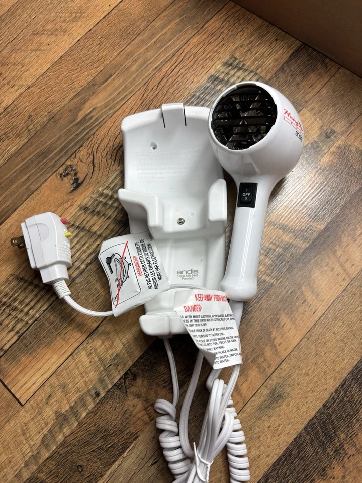 Secador de pelo andis Quiet Turbo iónico 1200/1600 vatios montaje en pared colgante secador de pelo Foto 3 de 4