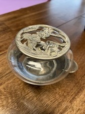 Lot de 3 bols pot-pourri argent soudé avec couvercle et support vintage made in USA