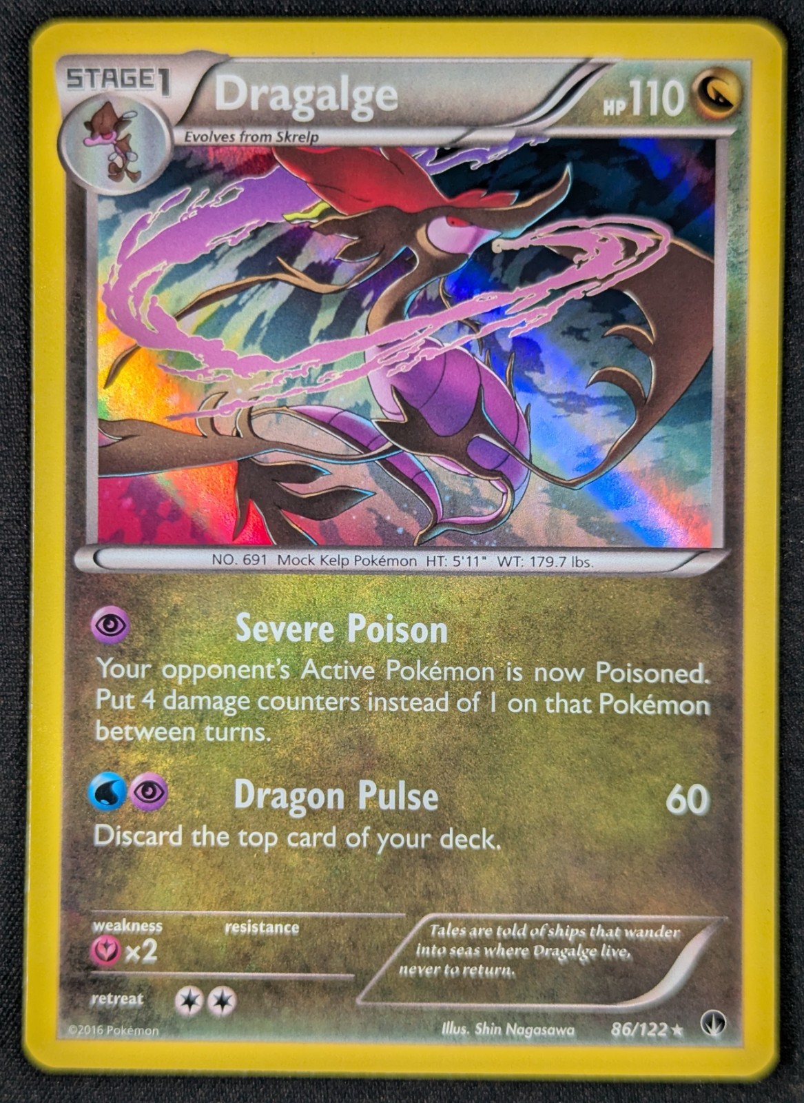 Dragalge 2016 XY Breakpoint Holo Rare Pokemon Card 86/122 (NM)