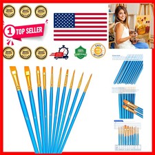 Professional Artist 10pcs Detail Paintbrush Set - Nylon Brushes for All Mediums