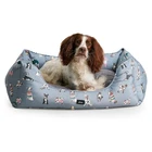 Joules Grey Dog Bed Luxury Padded Box Bed Washable Rectangular 3 Sizes Non-Slip