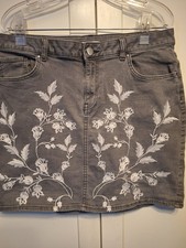TU Sainsburys Women's Embroidered Denim Skirt 14