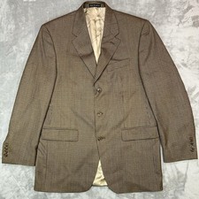 Lauren Ralph Lauren Men 40R 100 Wool Blazer Jacket Houndstooth Sport Coat Brown