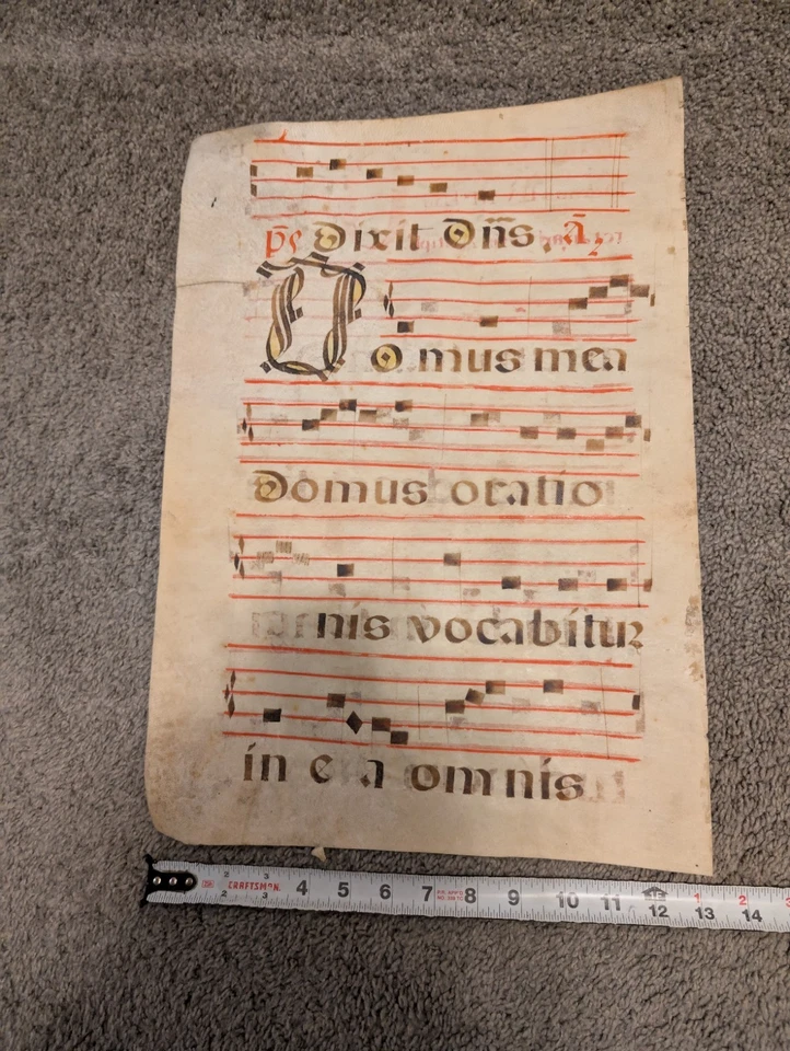 Authentic Illuminated Manuscript Page - Unframed - Image 2 of 4