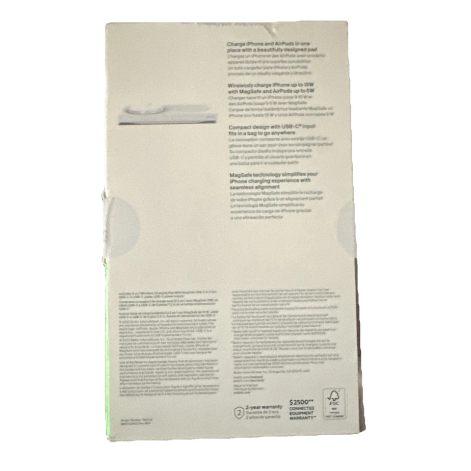 Almohadilla de carga inalámbrica Belkin BoostCharge Pro 2 en 1 con MagSafe 15W - TOTALMENTE NUEVA Foto 3 de 3