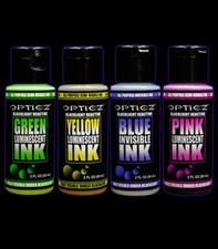 Opticz UV Blacklight Invisible and Daytime Visible Luminescent Ink- 2oz 4 Pack