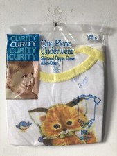 vintage curity one piece underwear shirt and diaper cover size large 80s NIP NOS