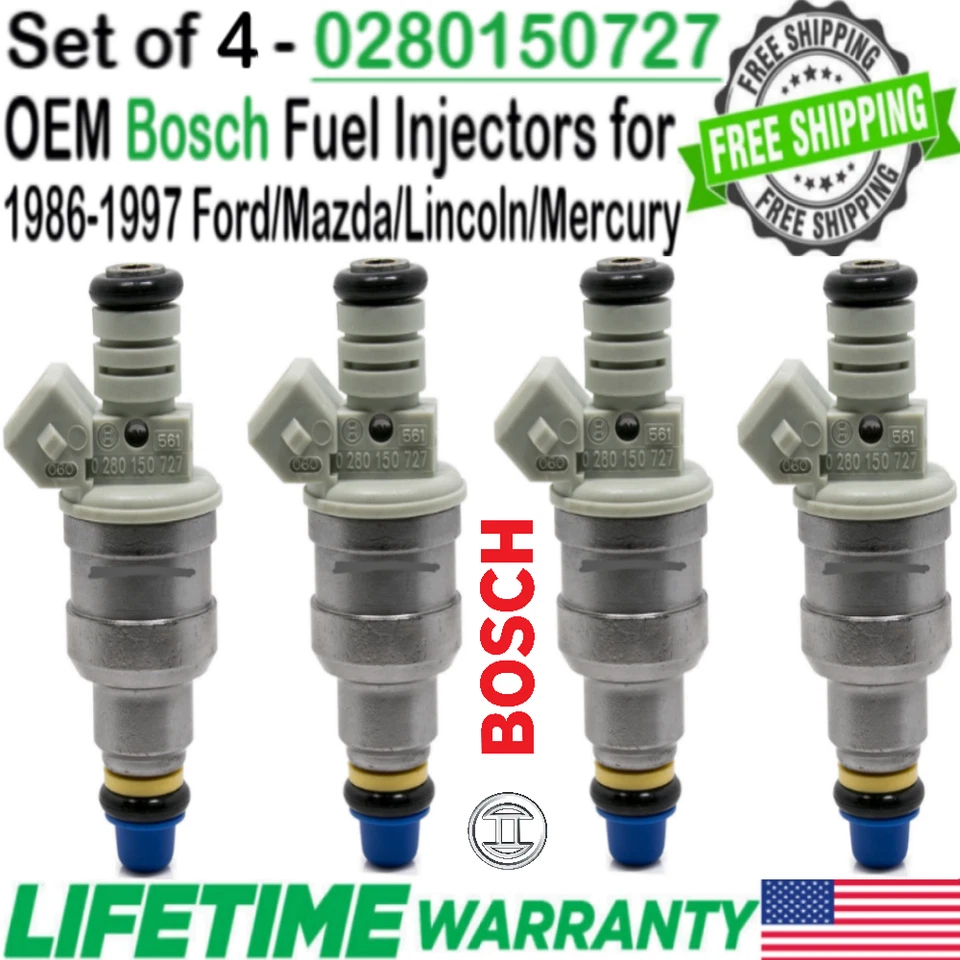 4Pcs Bosch Genuine Best Upgrade Fuel Injectors for 1986-1990 Ford Ranger 2.9L V6 Foto 2 de 4