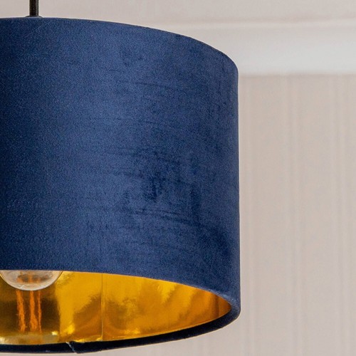 Lampshades Ceiling Light Shade Easy Fit Velvet Drum Pendant Metallic Inner 25cm - Picture 26 of 30