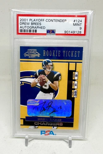 2001 PLAYOFF CONTENDERS ROOKIE TICKET AUTO DREW BREES SP /500 PSA 9