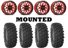 Kit 4 System 3 XTR370 Tires 30x10-15 on Raceline Krank Red Wheels HP1K