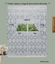 Crochet Lace Kitchen Curtain Valance Tier or Swag White 100 Cotton Knitted
