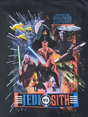 Star Wars Episode 1 Jedi Vs Sith Black Double Sided Tee XL Rare | eBay