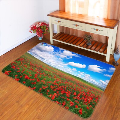3D Red Poppy NBC1257 Game Rug Mat Elegant Photo Carpet Mat Romy 2023