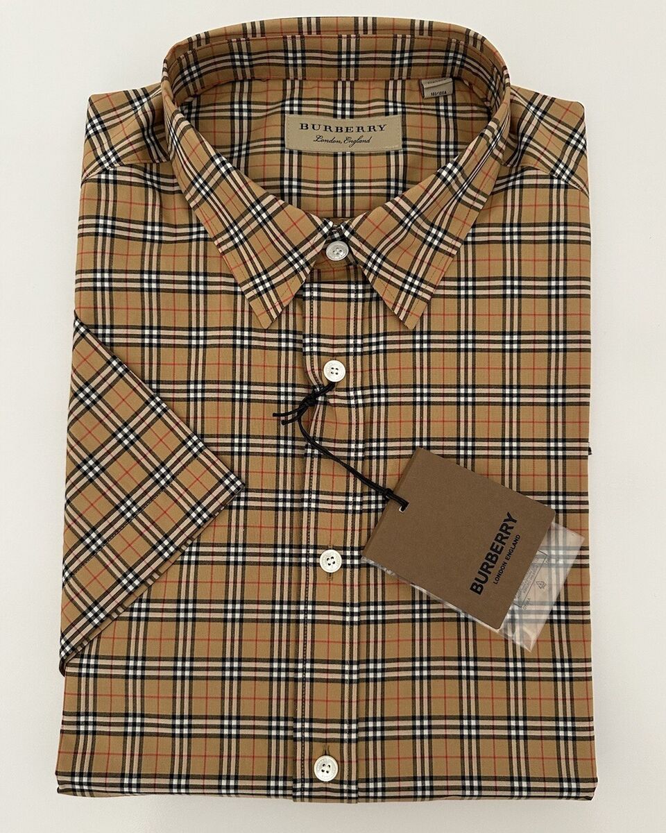 Burberry Edward Antique Yellow IP Check Mens Cotton Short Burberry Edward Antique Yellow IP Check Mens Cotton Short