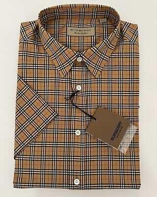 Burberry Edward Antique Yellow IP Check Mens Cotton Short Burberry Edward Antique Yellow IP Check Mens Cotton Short
