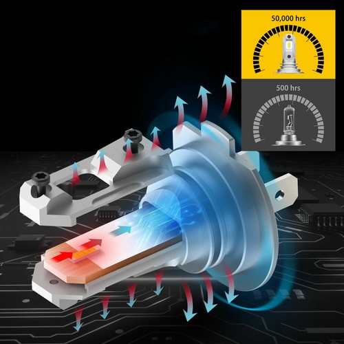 2pcs H7 LED Headlight Bulbs Low Beam Fanless Wireless 6000K Cool White Accessory - Picture 5 of 12