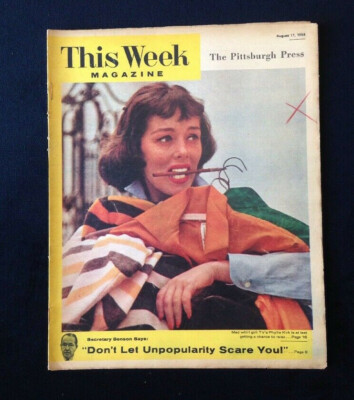 THIS WEEK Magazine - August 17, 1958 - Phyllis Kirk, Baseball Town, Peyton Place