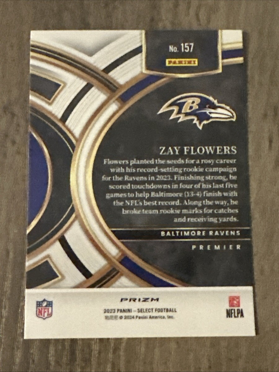 2023 Panini Select Zay Flowers Silver Prizm Holo Premier Level RC
