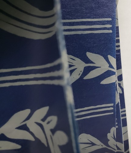 Thin Peva Vinyl Tablecloth 52"x70 Oblong(4-6 people) LEAVES & FLOWERS ON BLUE,GR - Picture 19 of 24