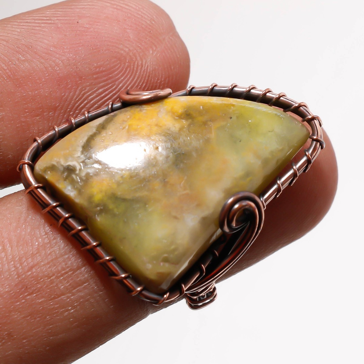 Bumble Bee Jasper Gemnstone Ring Handmade Gift Wire Wrap