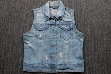 Levi's Distressed Denim Biker Vest Sleeveless Retro 90s Adjustable Waist Women S