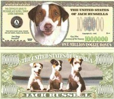 Jack Russel Terrier Dog Puppy One Million Dollar Bills x 2 New Gift