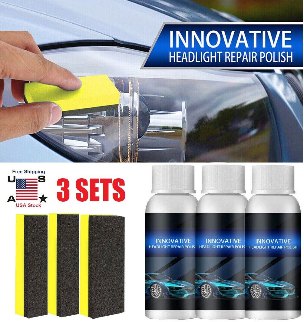 3Pcs Innovative Headlight Repair Polish Fluid Liquid Kit Car Lamp Renovation USA