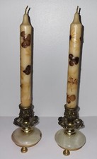 Bougeoirs Onyx Albâtre Laiton Avec Bougies Déco Vintage Pied Pattes De Lion 