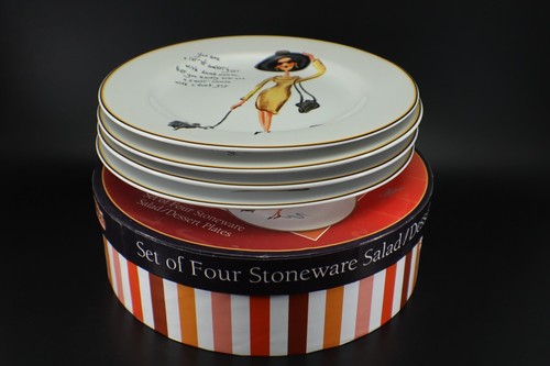 Sakura GLAMOUR GIRLS Salad Dessert Plates Set of 4 in Box Stoneware - Picture 2 of 19