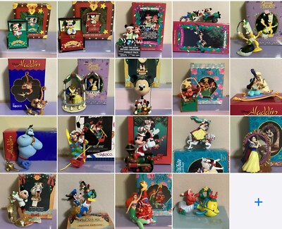 Enesco Disney Ornaments -Mickey, Goofy, Aladdin, Beauty & Beast +more