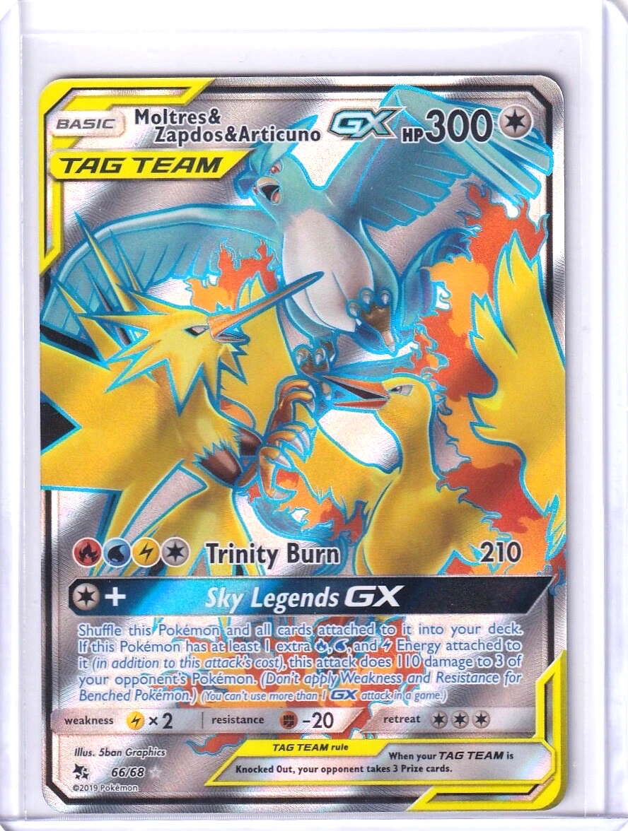Deal for Pokemon TAG TEAM Moltres & Zapdos & Articuno GX Full Art Ultra Rare Holo #66
