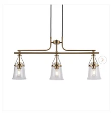 LNC Modern 3-Light Black and Brass Island Chandelier For Dining Room READ