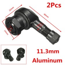 2 Piezas Duradero 11.3mm CNC Aluminio Negro Motocicleta Llanta 90° Rueda Neumático Válvula Vástagos
