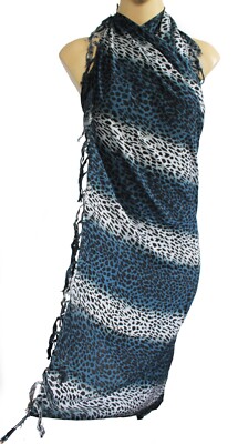 Blu Stampa Animale Leopardo Copricostume Sarong Pareo Costume