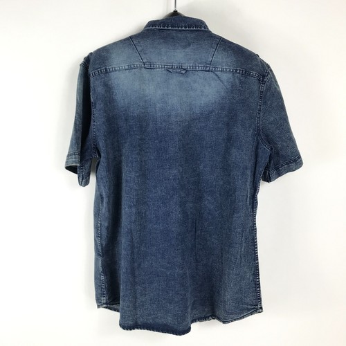 Airwalk Button Up Denim Shirt Men's Size XL Blue Short Sleeves Stretch Casual - Picture 5 of 11